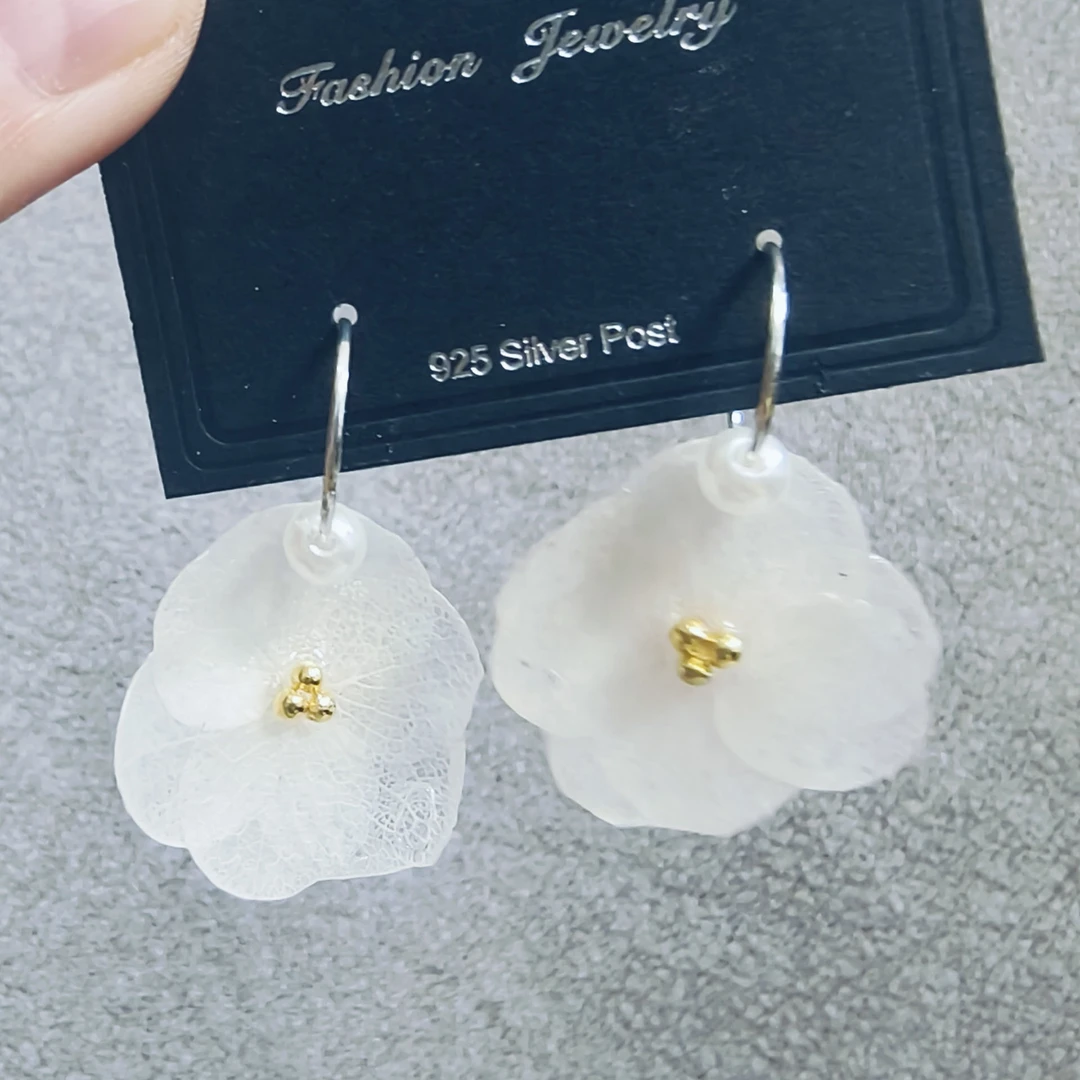 249鲜花手工制作独家diy真花玫瑰干花胶花耳钩耳钉耳饰