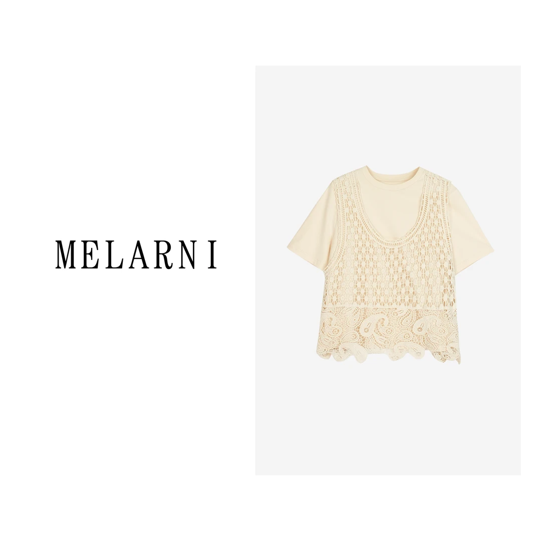 【MELARNI】微胖大码夏季显瘦休闲百搭T恤两件套MLN12038