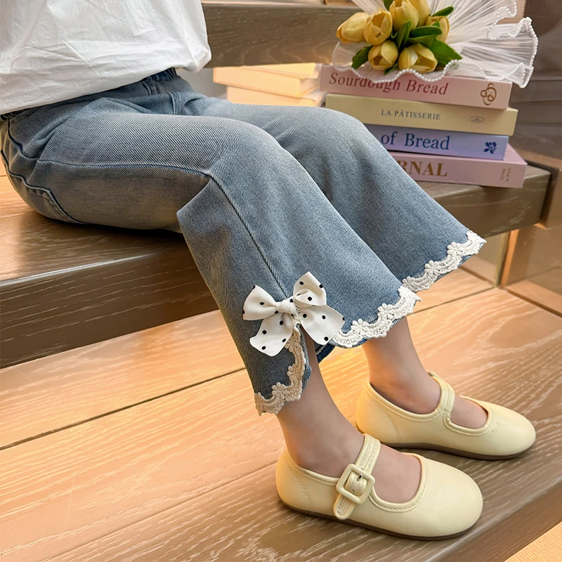 女童牛仔裤春装2025新款女孩宝宝洋气时髦春季儿童喇叭裤子春秋款