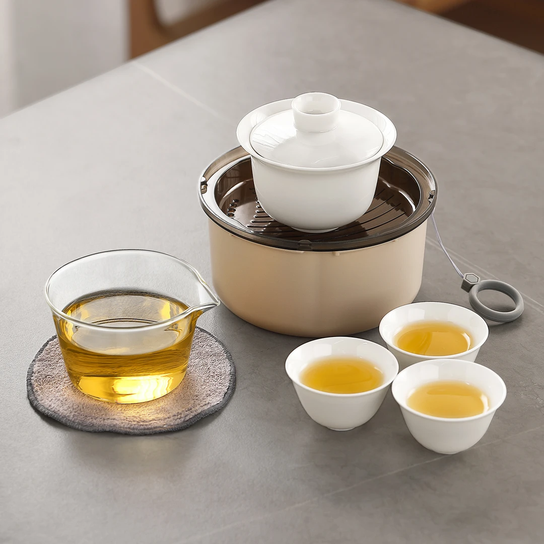 煌山便携式旅行功夫茶具户外露营喝茶装备快客杯一壶三杯办公泡茶