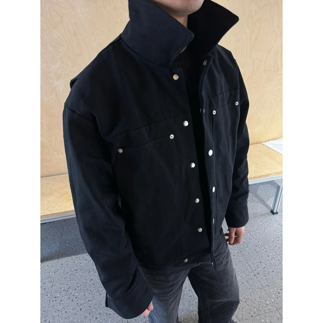 2025春秋新款高密珠地双色雕毛夹克座山雕基础通勤Cleanfit外套