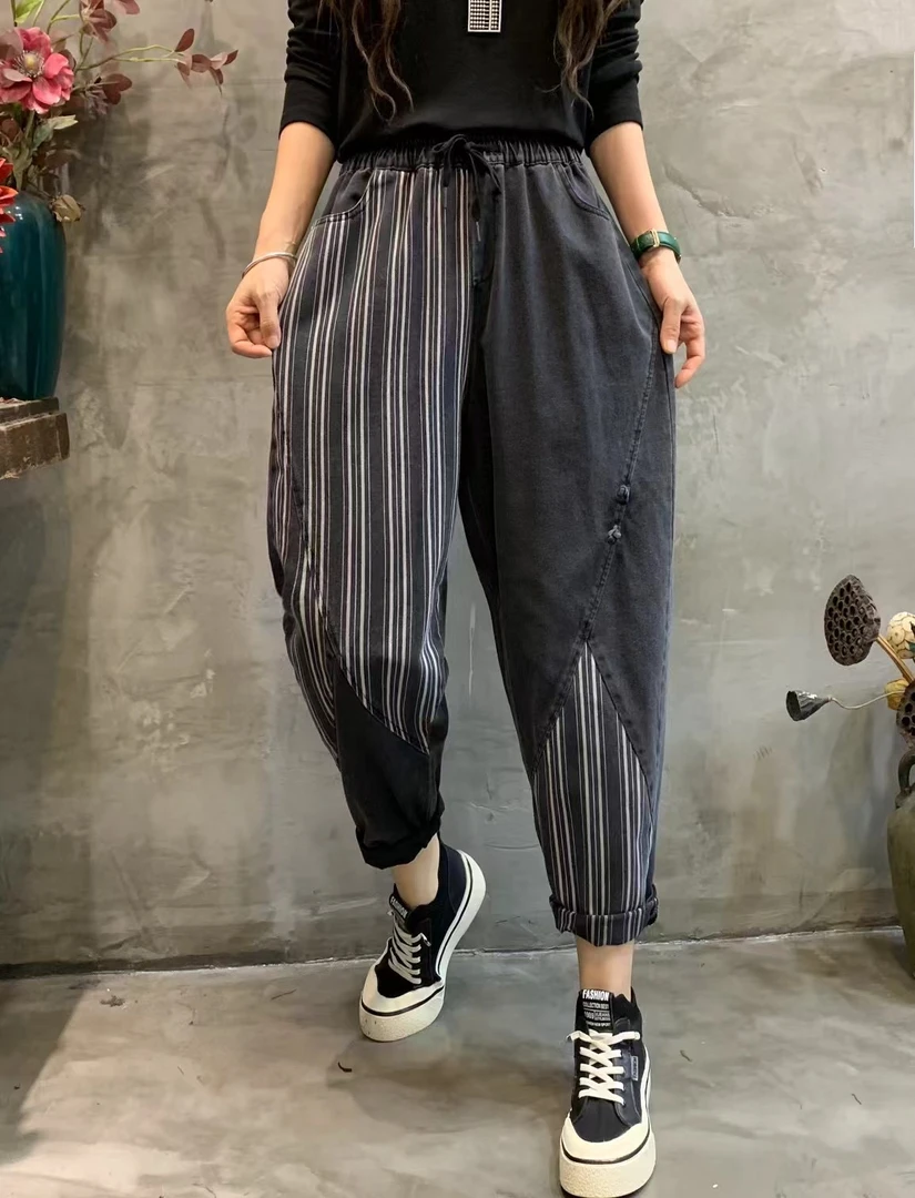 2025新款文艺复古原创女装休闲简约经典休哈伦裤个性洋气好看春秋