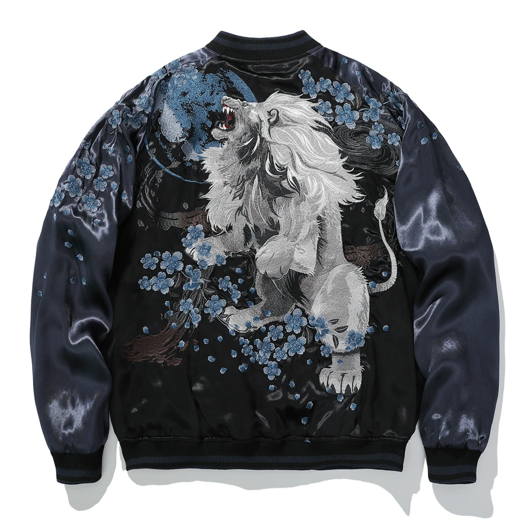 两面穿国潮万针刺绣外套男高端轻奢横须贺夹克春秋季高级感棒球服