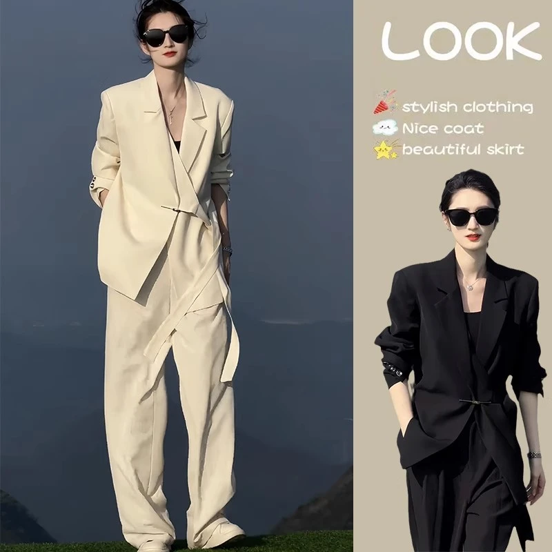胖mm时尚设计感西装套装女2025春新款大码女装时髦小众西服两件套