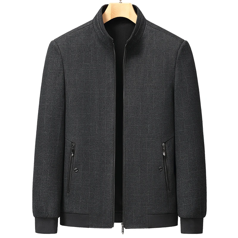 萨奴威中老年外套男爸爸上衣休闲毛呢夹克春秋季夹克衫呢子外套男