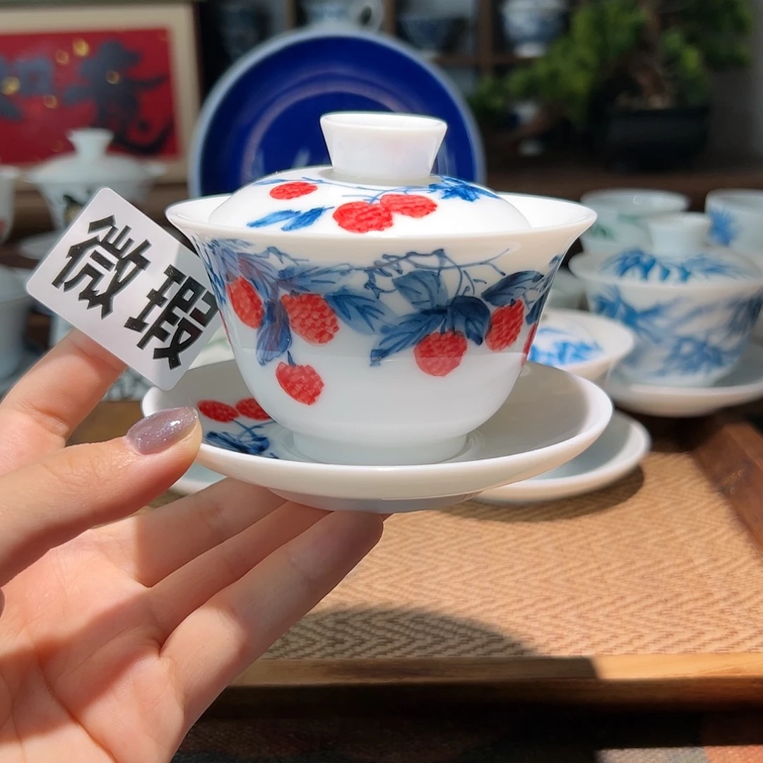 【闪购商品】微瑕 手绘 盖碗