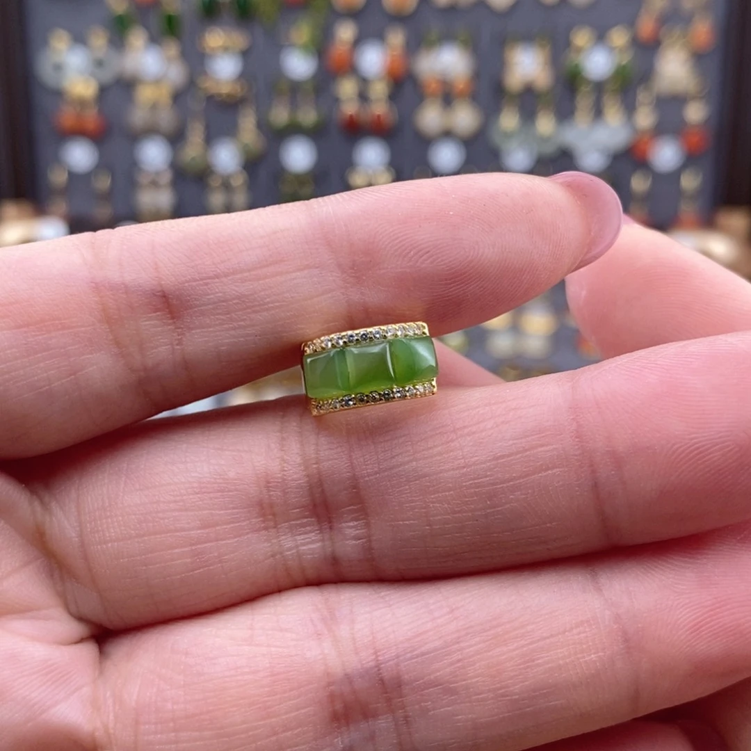 银S925镶嵌和田玉耳饰´****˙