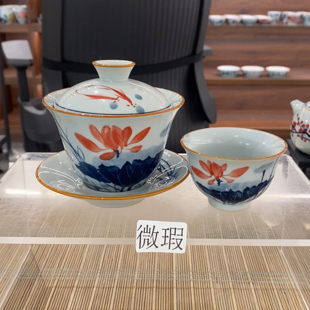 釉下彩老陶泥手工绘制