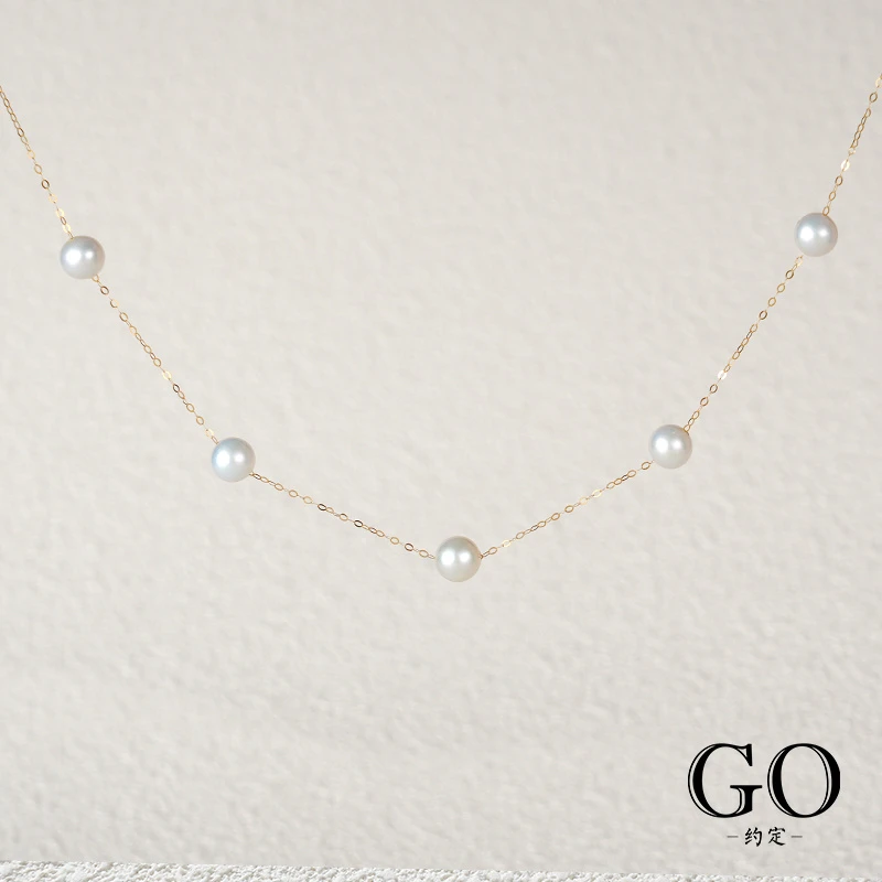 18K金新款满天星淡水珍珠项链高级锁骨链
