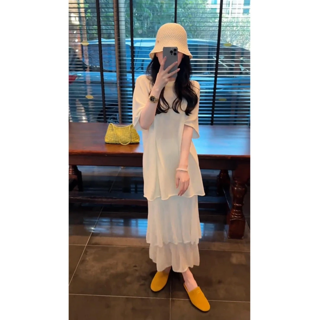 休闲气质轻奢套装女2025夏季新款宽松短袖上衣半身裙两件套高级感