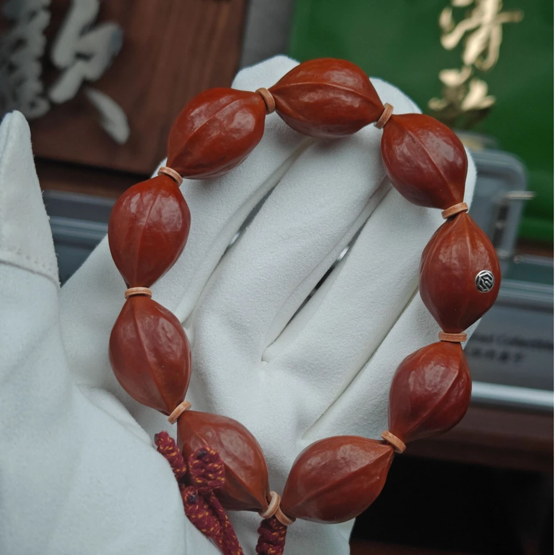 清欢梅林铁核去霜精挑带银标原皮素串高油高密度文玩手串男女核雕