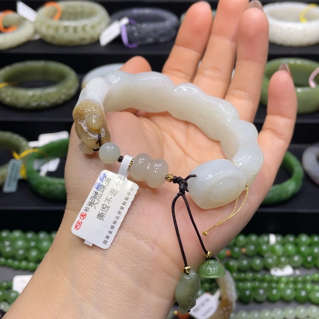 和田玉手镯57+圈口 编号41未镶嵌