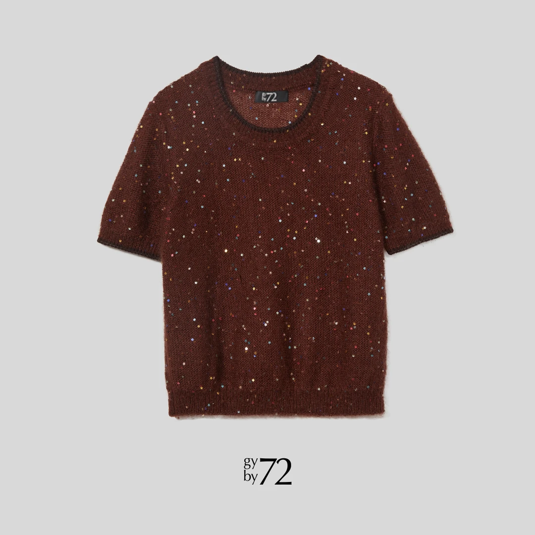 gy by 72【北极星】黑标高端系列原创设计圆领针织衫珠片时尚套头