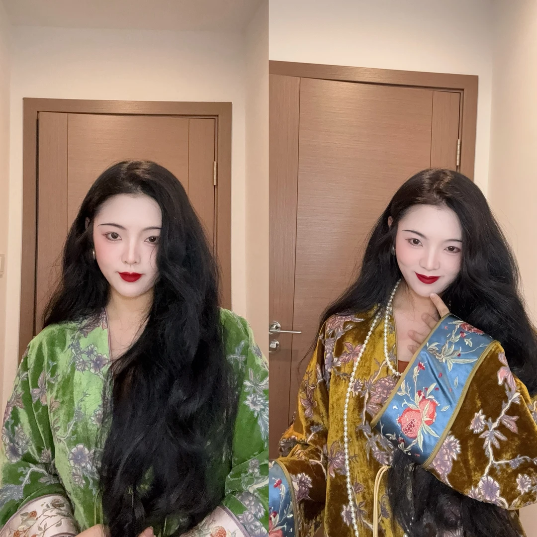 LHMknk1画报夫人原创中式国风刺绣丝绒外套绿色烂花绒 金色烂花绒