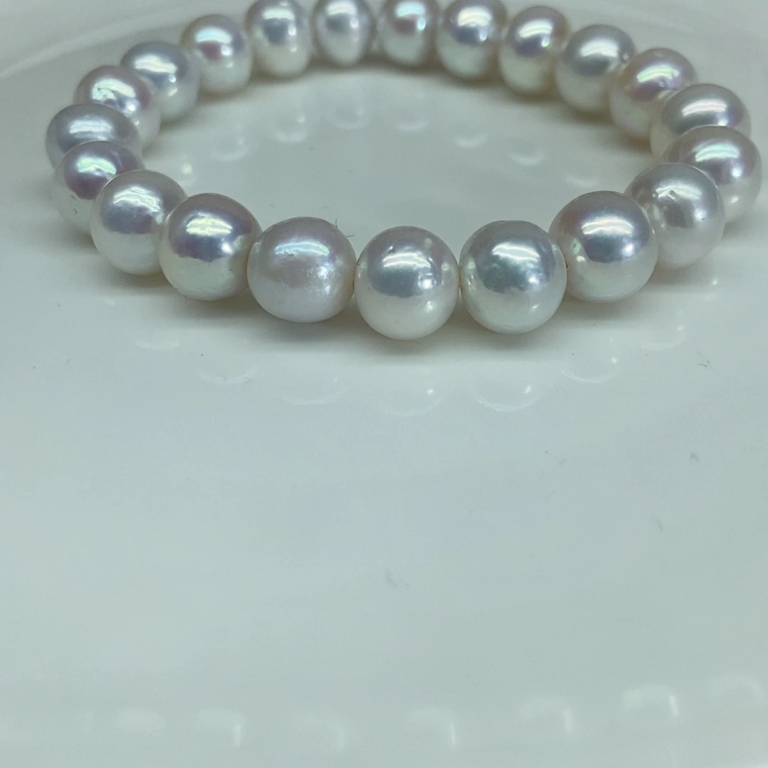 淡水珍珠银S925镶嵌手串9-10毫米