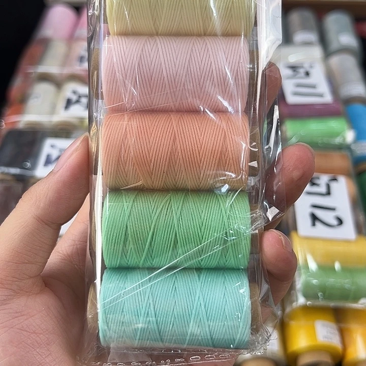 棉0.8纯色扁蜡线（5卷马卡龙色系）