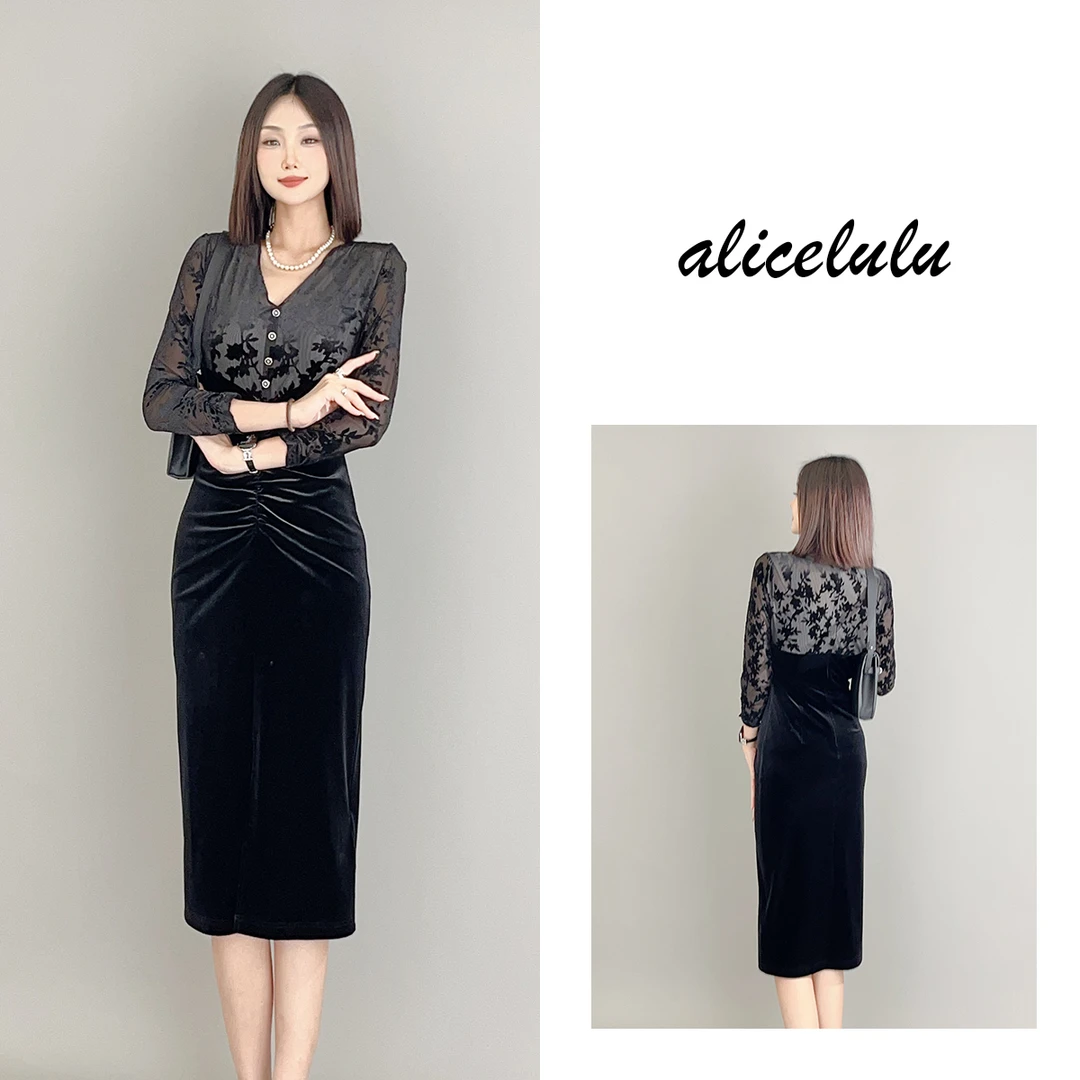 5 alicelulu暗香袭人”连衣裙 华贵丝绒 曼妙身姿 S2139442E