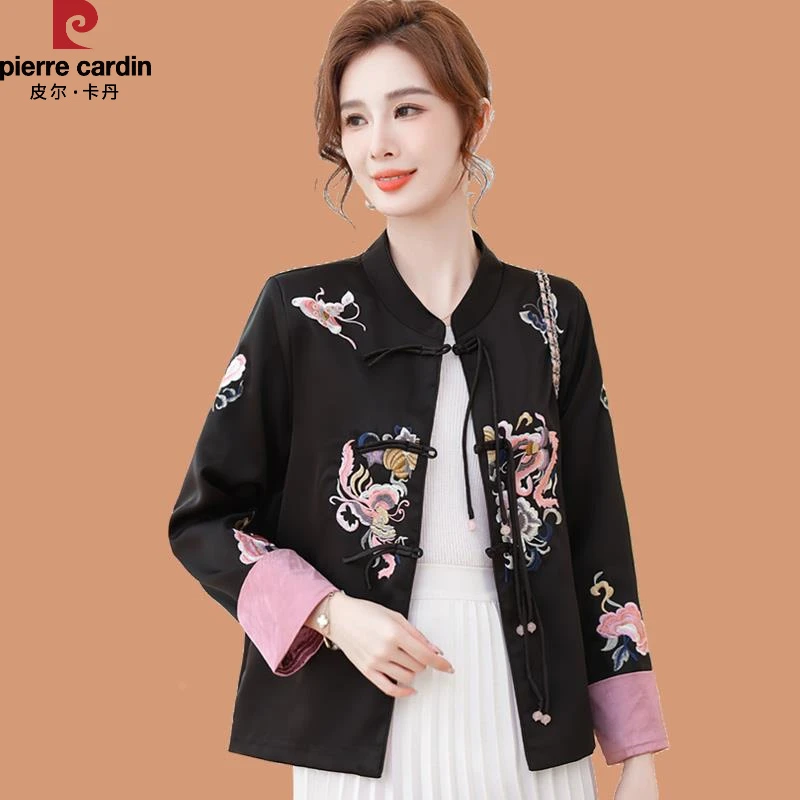 皮尔卡丹新中式妈妈秋装外套洋派国风2025新款气质中老年秋秋上衣