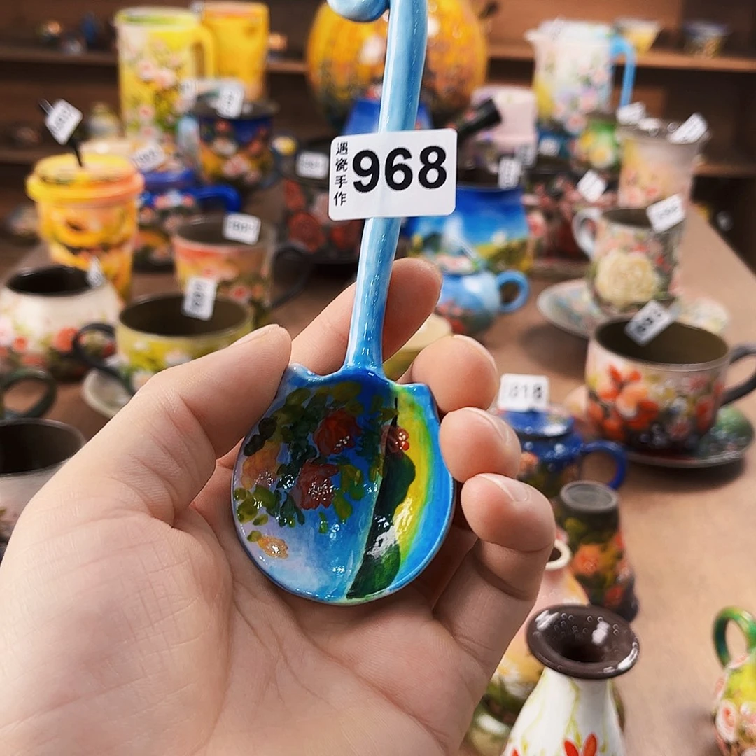 杯纯纯油画风瓢羹