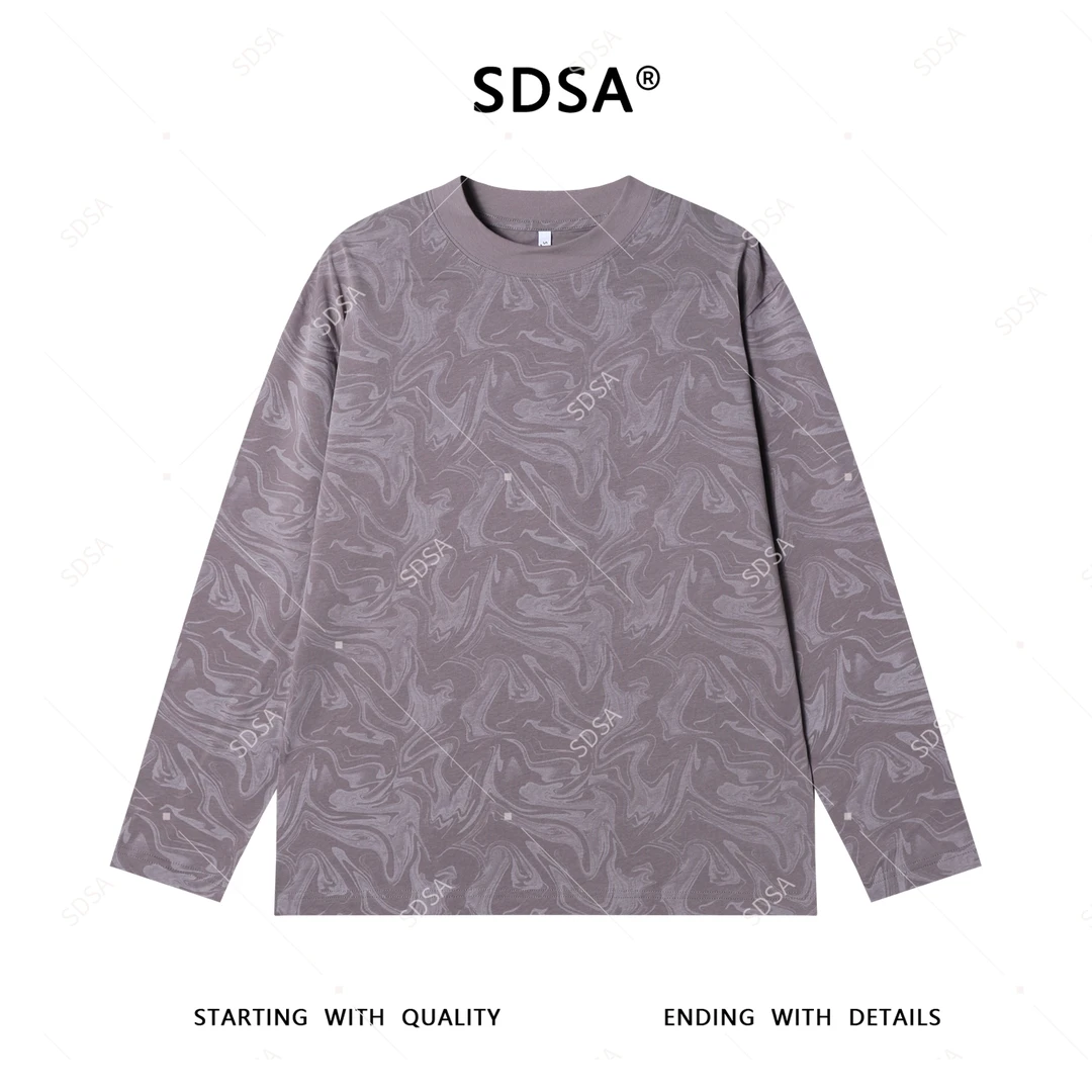 SDSA男士秋冬新款轻奢痞帅男装扎染晕染圆领长袖T恤休闲百搭上衣