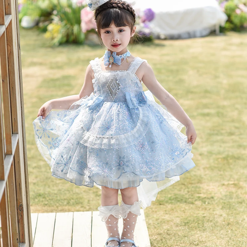 2025新款女孩网纱连衣裙儿童夏季爱莎公主裙女童薄款洋气六一宝宝