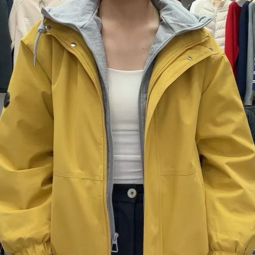 809加绒冲锋衣连帽厚款长袖拉链常规短外套休闲户外时尚百搭女士