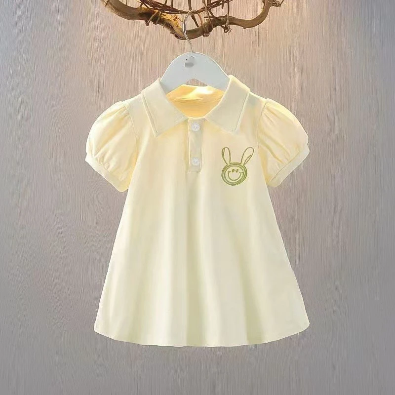 女童连衣裙新款A字裙中小童纯色洋气裙子薄款polo裙童装