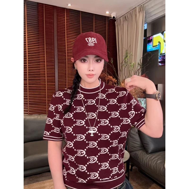 EXTREME SPACE秋冬潮品时尚秋冬轻奢高端潮流老花绵羊毛短袖D06