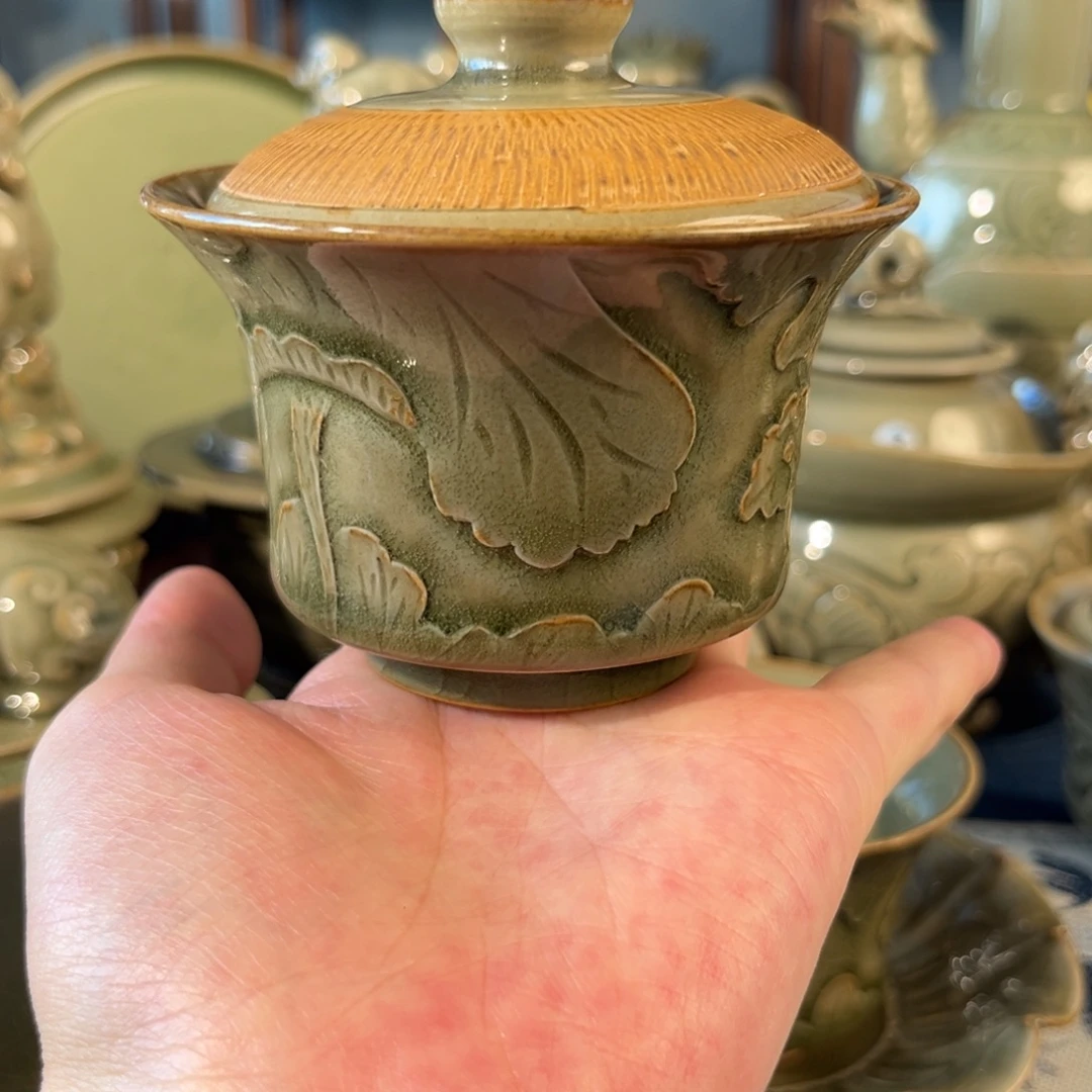 果***爸陶煤烧剔花盖碗两才福利微瑕哈哈哈