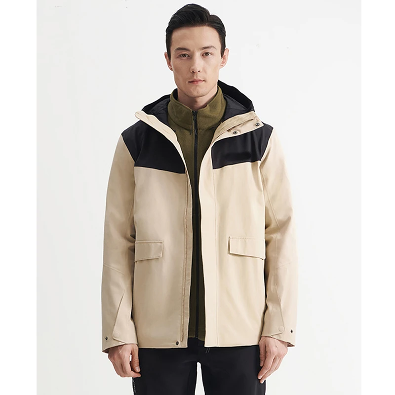 2141507 男款抓绒内胆登山服暴雨级防风防水三合一冲锋衣外套