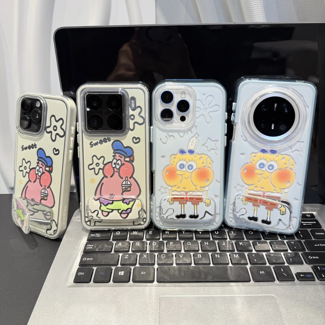 嘟脸海绵宝宝支架适用苹果/华为/荣耀/OPPO/VIVO/小米手机壳防摔