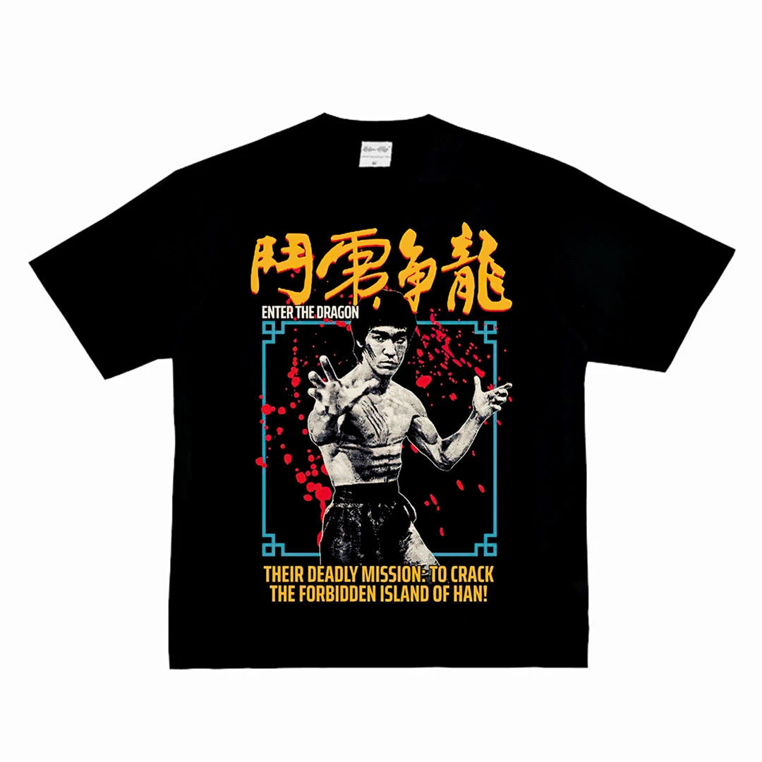 李小龙 Bruce 经典电影龙争虎斗格斗街头文艺国潮纯棉短袖T恤潮