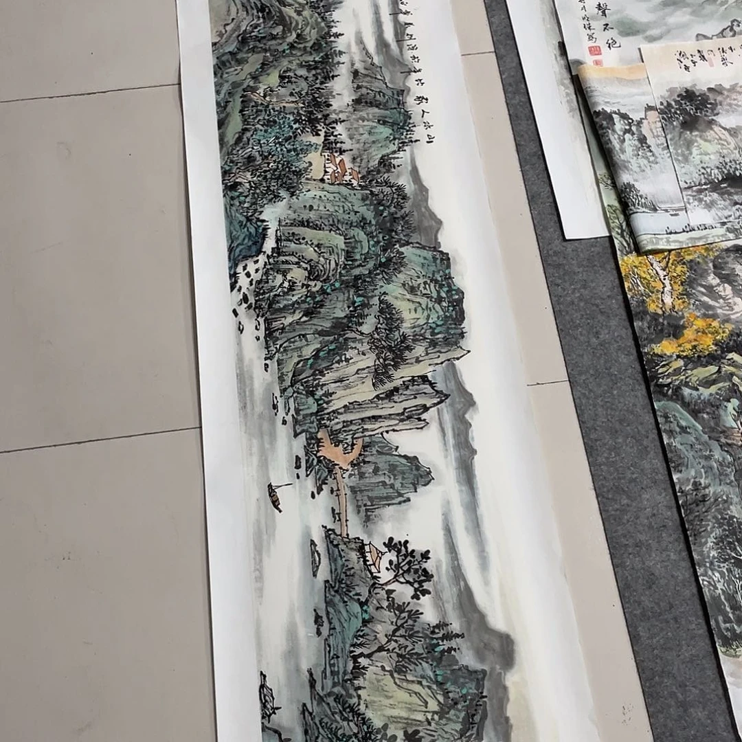 国画四尺对开138.35画芯 捡漏