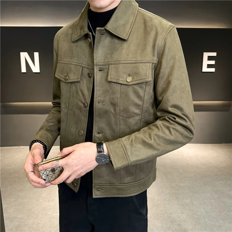 CATIA SELI高级感翻领纯色加厚夹克男士2025秋冬新款时尚潮牌外套