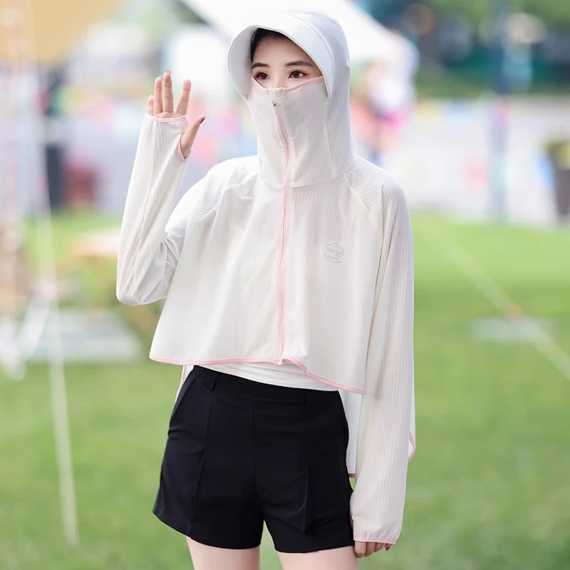 夏季防晒衣女士防紫外线宽松冰丝开衫手套面罩带帽子披肩透气外套