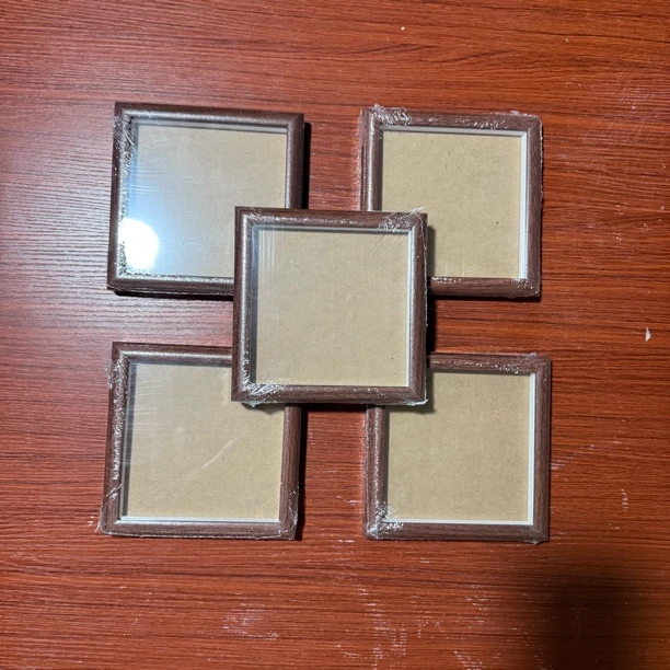 胡桃色方6寸15×15厘米内径真玻璃相框