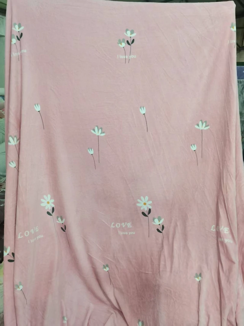 秋冬保暖绒布料～粉小花