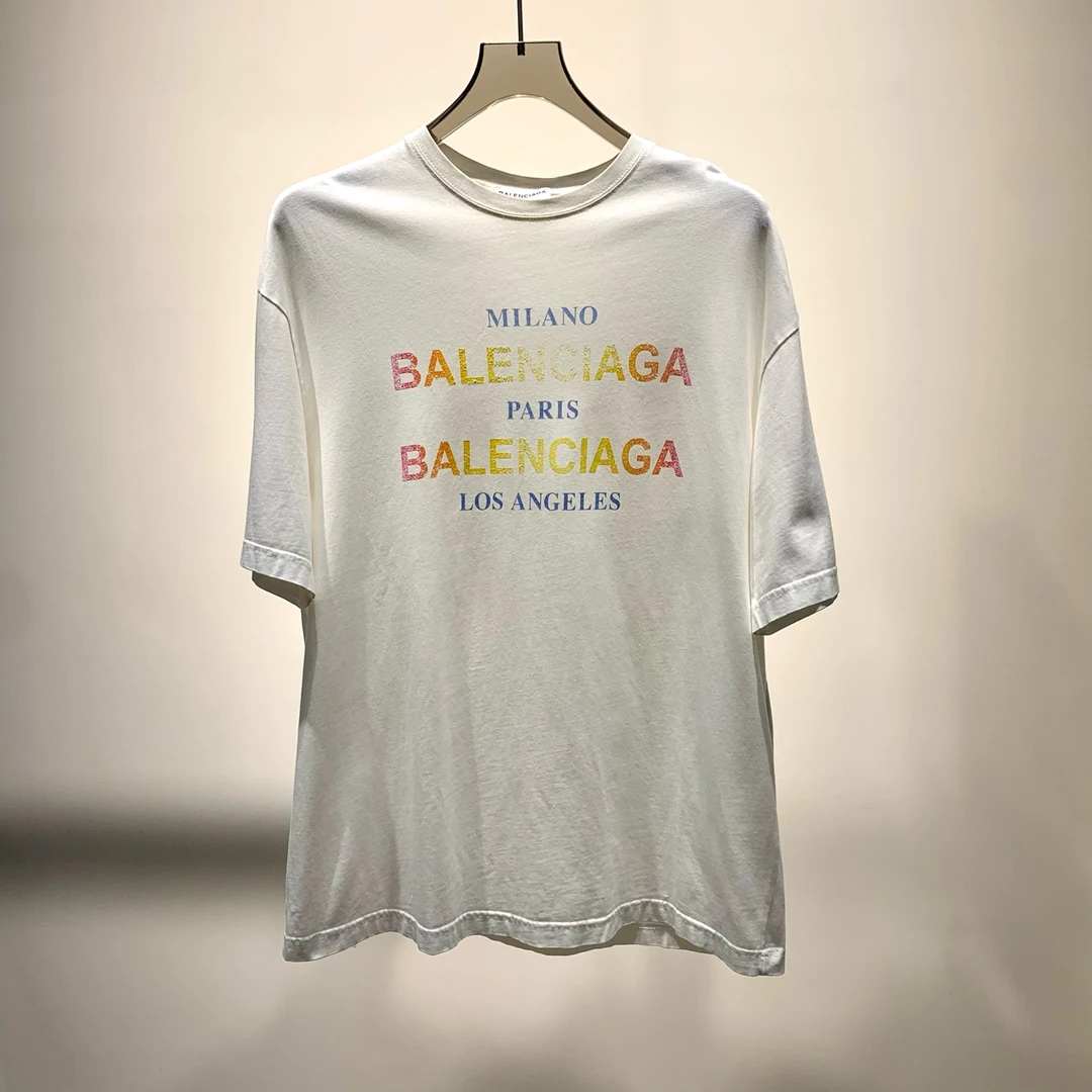 99新 Balenciaga/巴黎世家 印花Logo短袖T恤/Xs码/Y9370