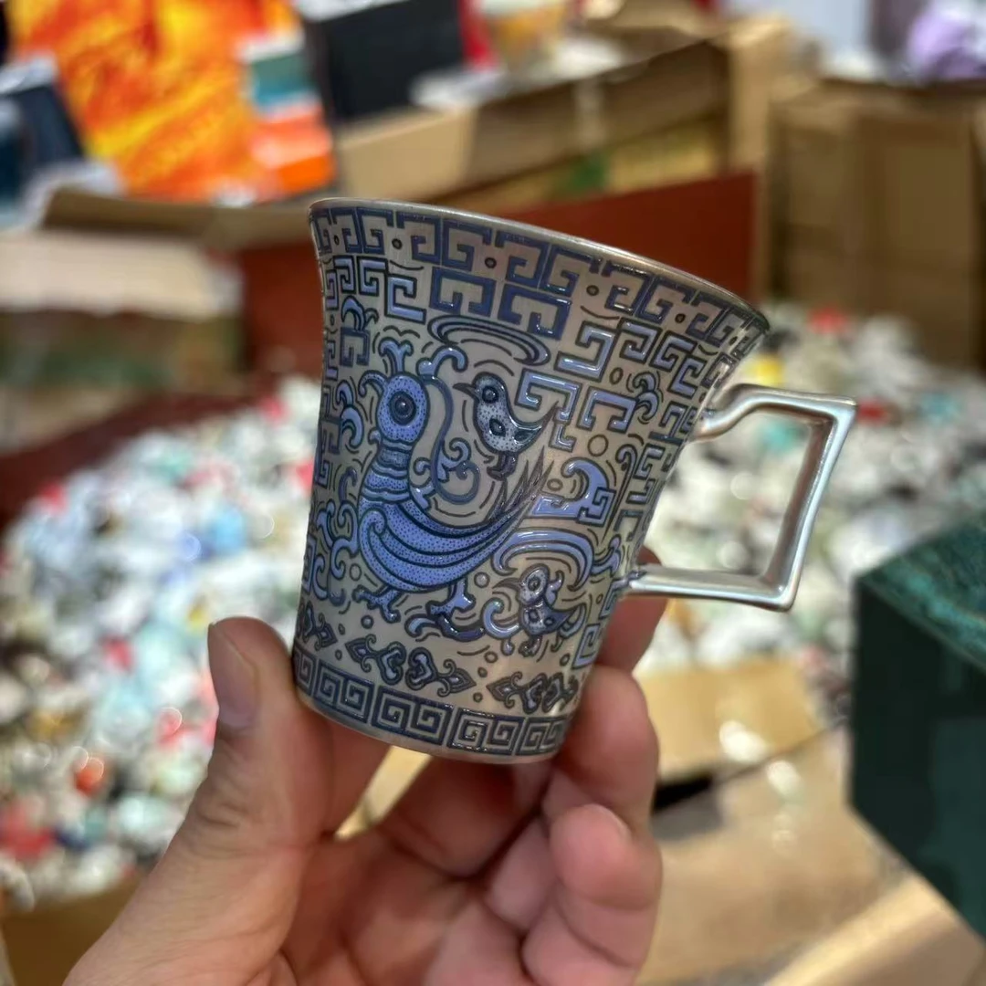秋香茶具 天命玄鸟比翼鸟银主人杯咖啡杯茶杯品茗杯-