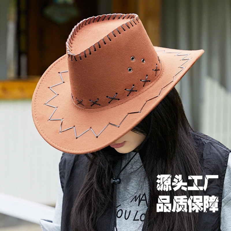 西部牛仔帽男女遮阳帽骑士帽沙滩户外草帽旅游大檐帽子牛仔帽浙江