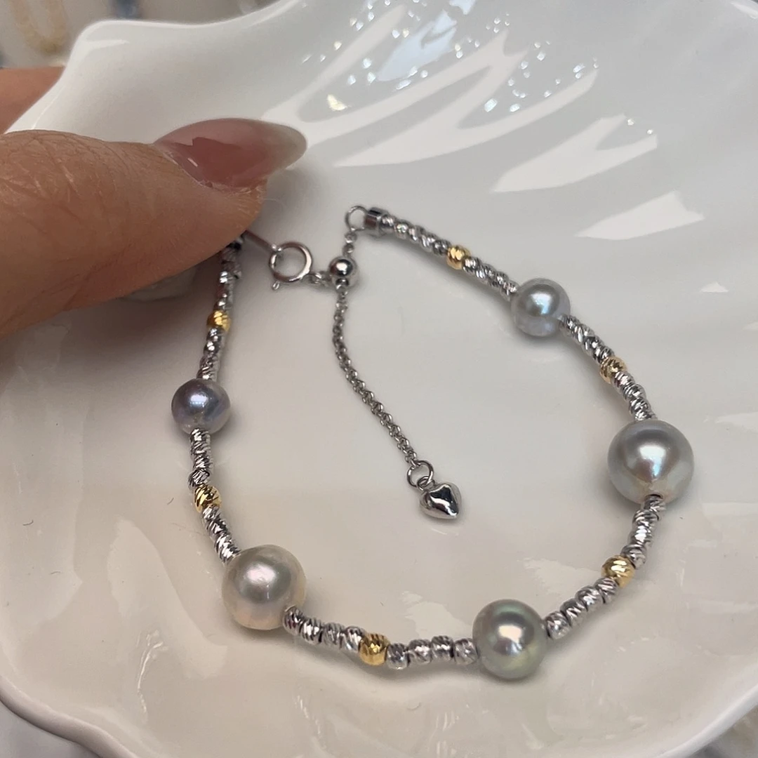 海水珍珠银S925镶嵌手绳