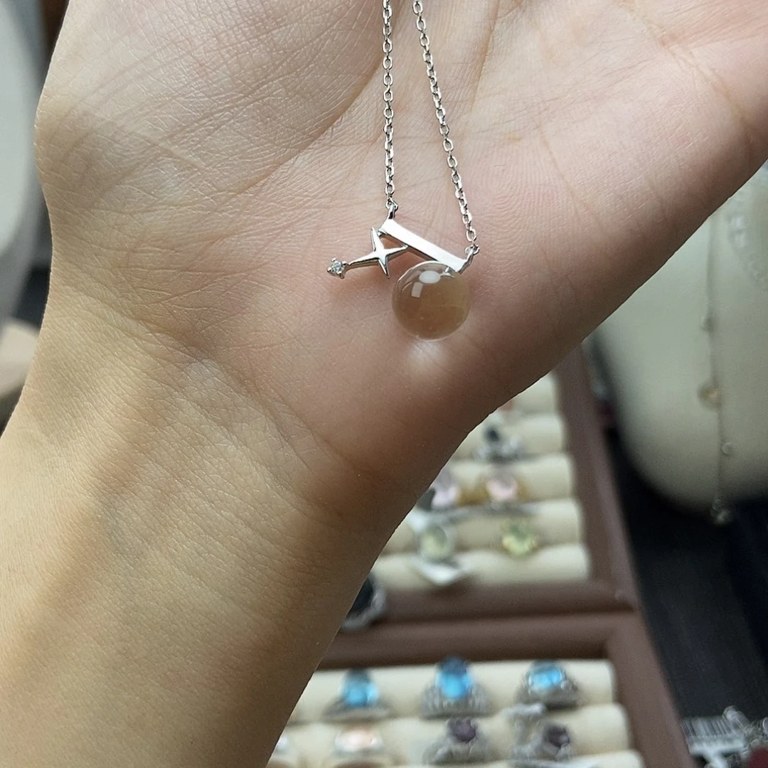 H***g水晶戒指银S925镶嵌白水项链