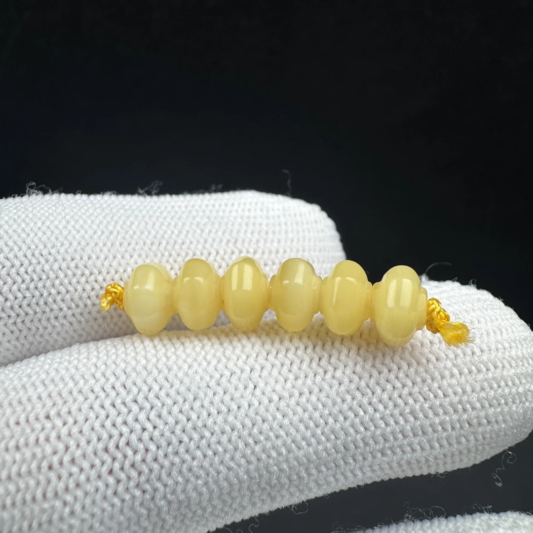 K4125天然原矿蜜蜡 隔珠6.9mm支持复检假一罚十