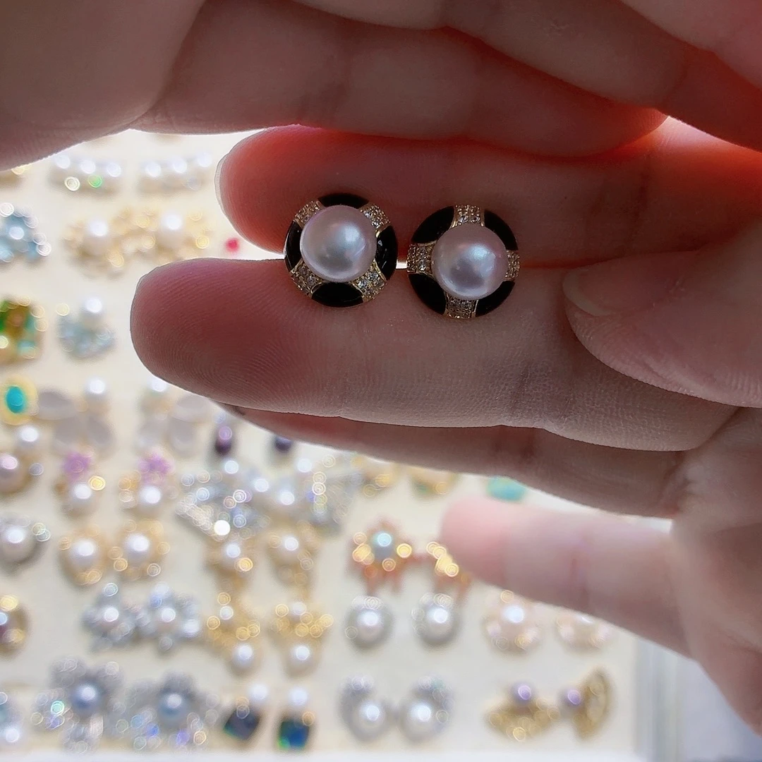 淡水珍珠合金耳饰