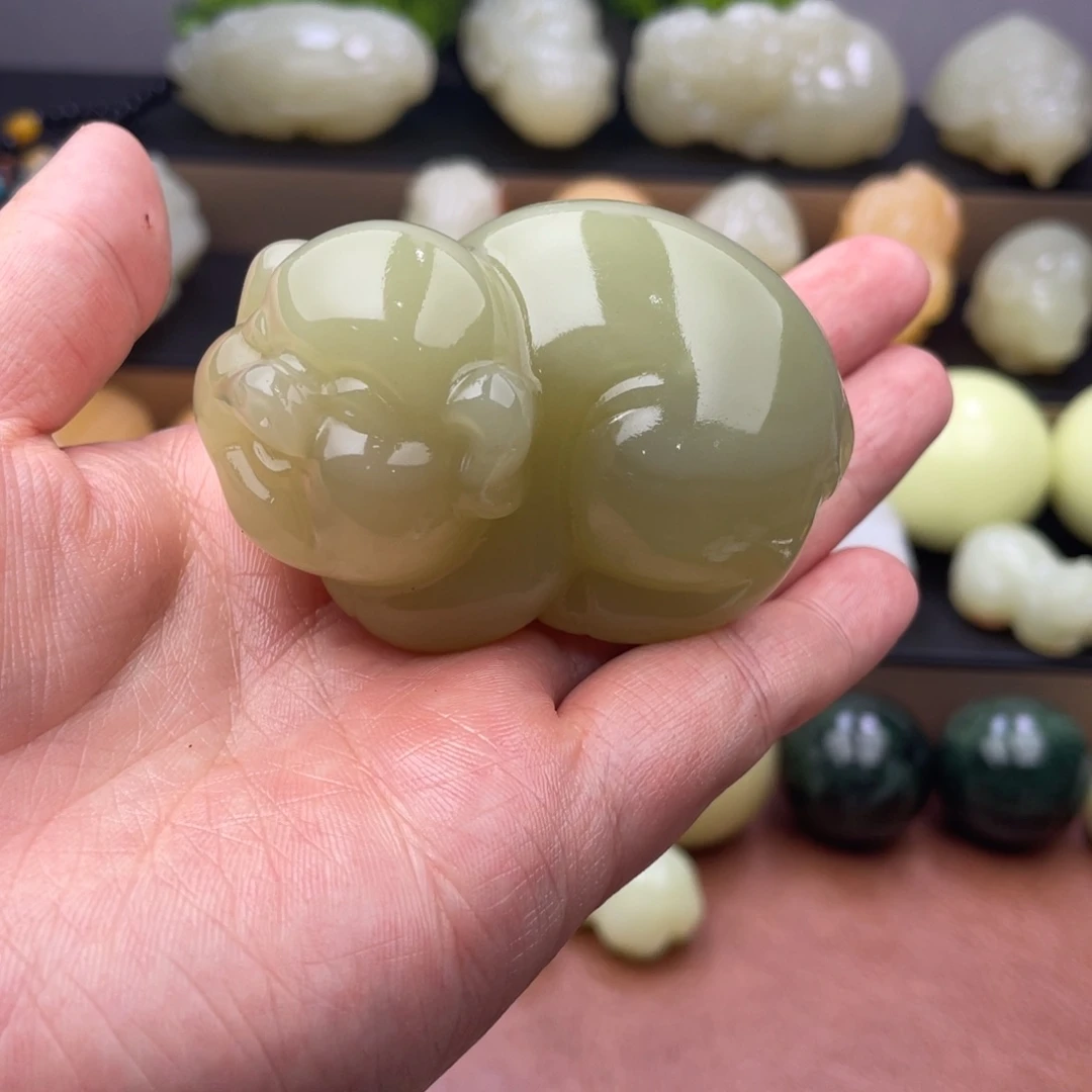 石材奋**前天然古青石手把件