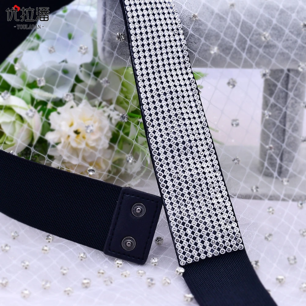 优拉潘 水钻女百搭松紧腰封女士闪钻小香风潮流网红时尚弹力腰带