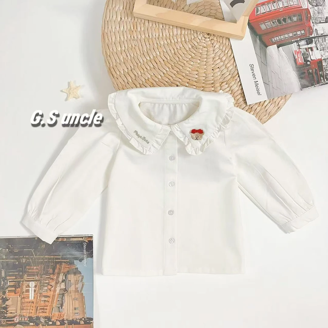 3【】B253女童衬衫秋冬款儿童可爱上衣简约风衬衫