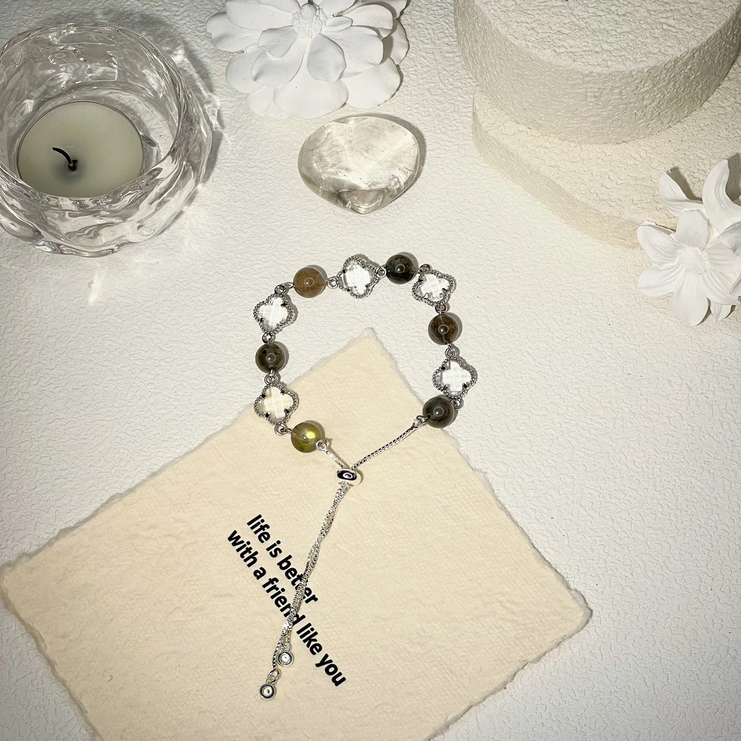 【四叶草*灰月】幸运 TGS天然水晶手串 多样性发货颜色微差  K314