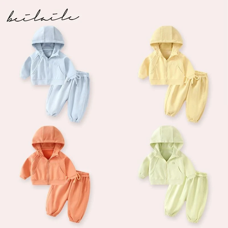 巴拉拉【绣花卫衣连帽套装 小乐妈咪】婴儿衣服男童卫衣秋冬小童软