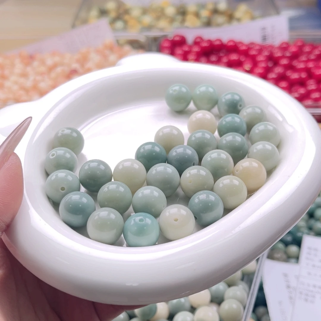 白玉菩提吊坠c13.5mm50颗。干磨海盐蓝